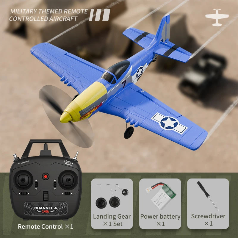 Antsir P51 Mustang 2.4G Radio EPP Foam 4CH 6 Axis 410MM Wingspan RC Fighter One Key Aerobatic RTF