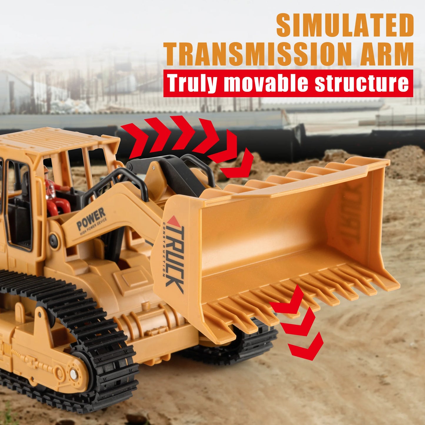 KBDFA 2.4GHz 6 Channel Remote Control Bulldozer RC Model Construction Vehicle