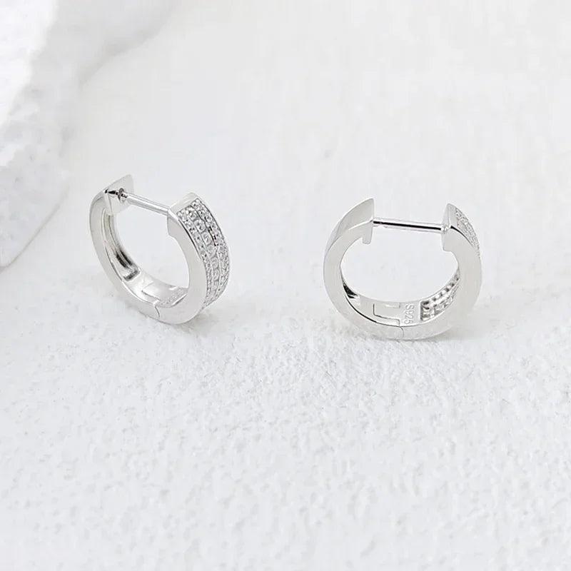 NeeTim Hoops 100% 925 Sterling Silver Full Real Moissanite Earrings Women Sparkling Dimoand Earring Jewelry Gift Certificate