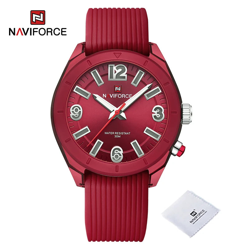 NAVIFORCE New Fashionable Ladies Quartz Wrist Watch Silicone Strap Waterproof Watches Women Original Elegant Female Gifts Clock