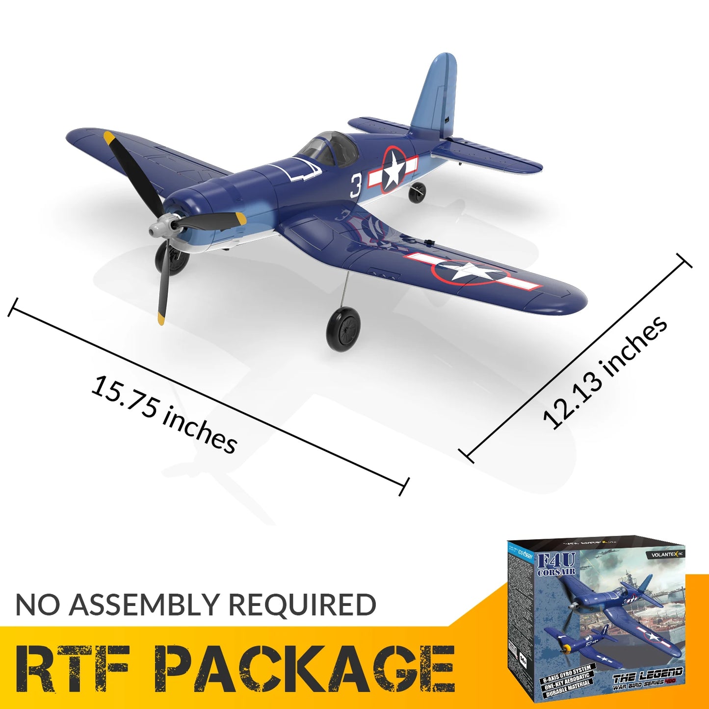 Fremego F4U Corsair 2.4Ghz 4CH 400mm Wingspan One-Key Aerobatic RTF Remote Control RC Plane