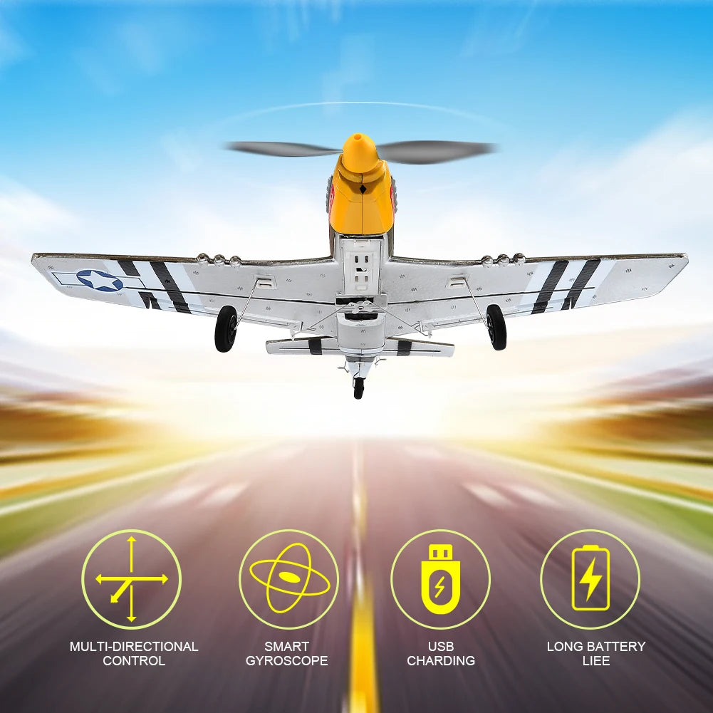 Antsir P51 Mustang 2.4G Radio EPP Foam 4CH 6 Axis 410MM Wingspan RC Fighter One Key Aerobatic RTF