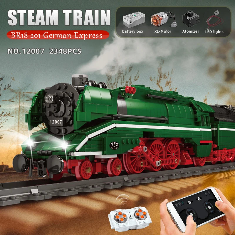 Mould King 12007 Remote Control Train Motorized BR18 201 German Express Train Building Blocks