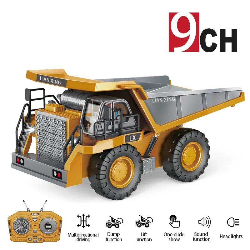 2.4Ghz Rc Excavator Toy Engineering Car Alloy and Plastic Remote Control Digger Mixing Crane Forklift Truck