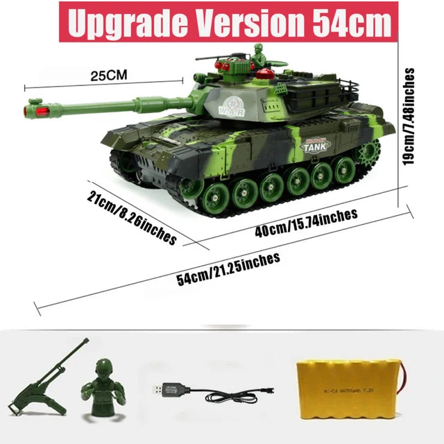 KMoist 54Cm RC Tank 2.4G Remote Control War Tank Large Military Models Light Sound Radio Controlled Toy