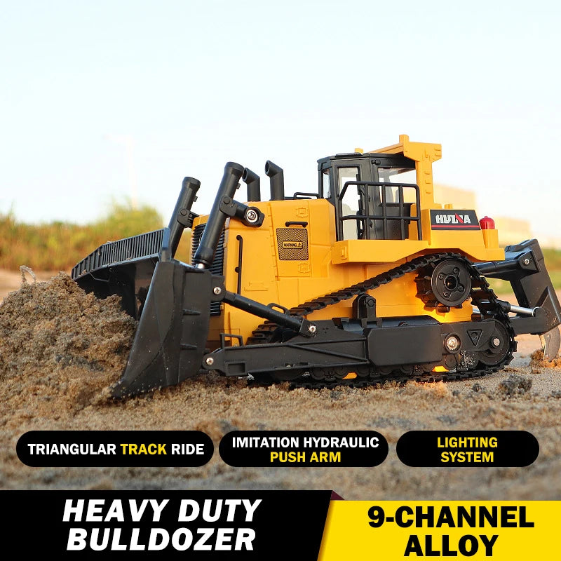 Huina 554 Remote Control Bulldozer Truck 1/16 Alloy Construction Engineering Trucks RC Heavy Crawler Bulldozer