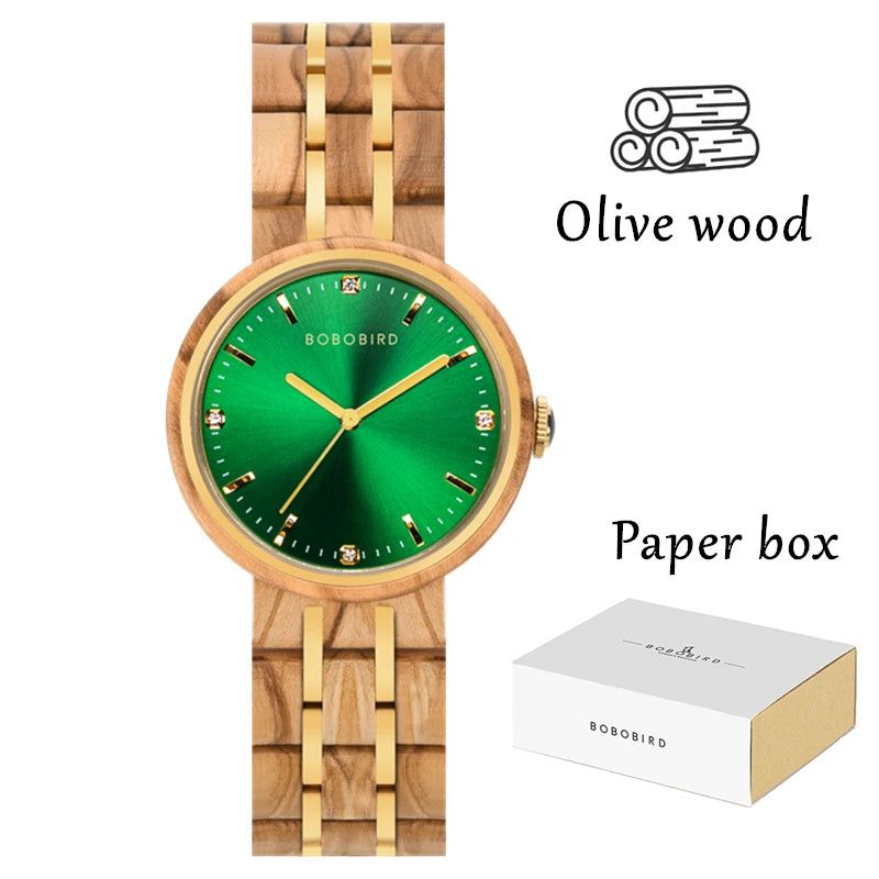 BOBO BIRD Women's Watches Wooden Watch, Simple and Casual Lady Wristwatch Quartz Movement with Gift Box