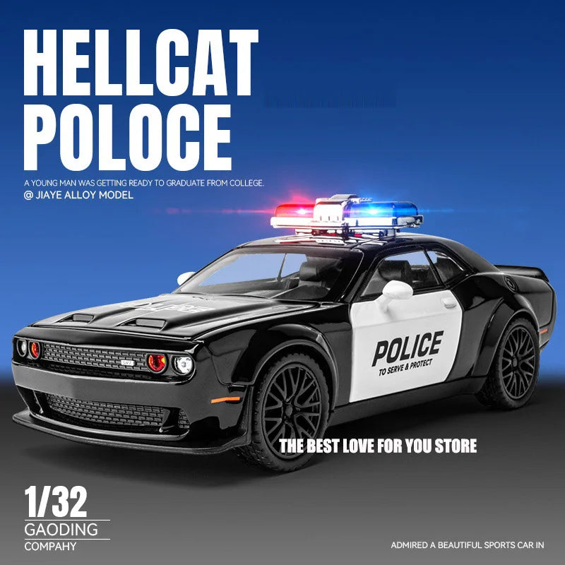1:32 Dodge Hellcat Police Toy Car Die-Cast Cars Toy Pull Back with Sound and Light