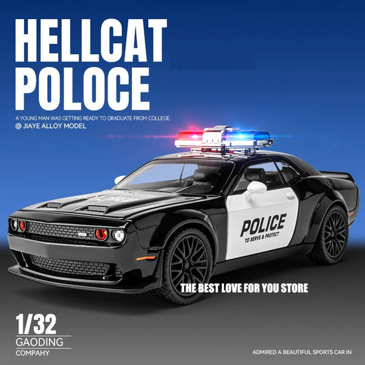 1:32 Dodge Hellcat Police Toy Car Die-Cast Cars Toy Pull Back with Sound and Light