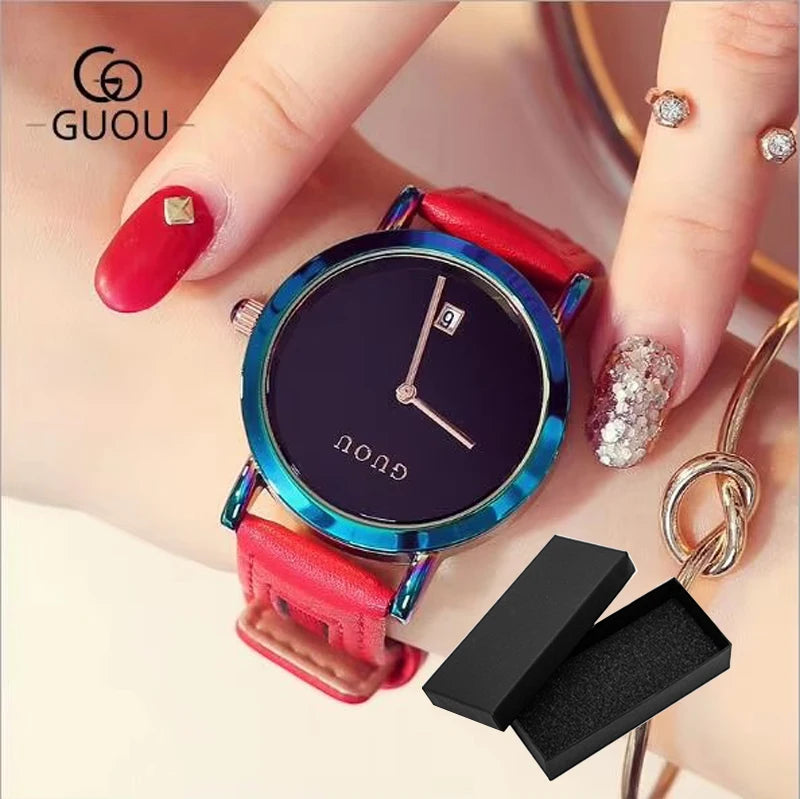 GUOU Luxury Women's Watches Stainless Steel Colorful straps Purple Women Watches Fashion Ladies watch reloj mujer zegarek damski