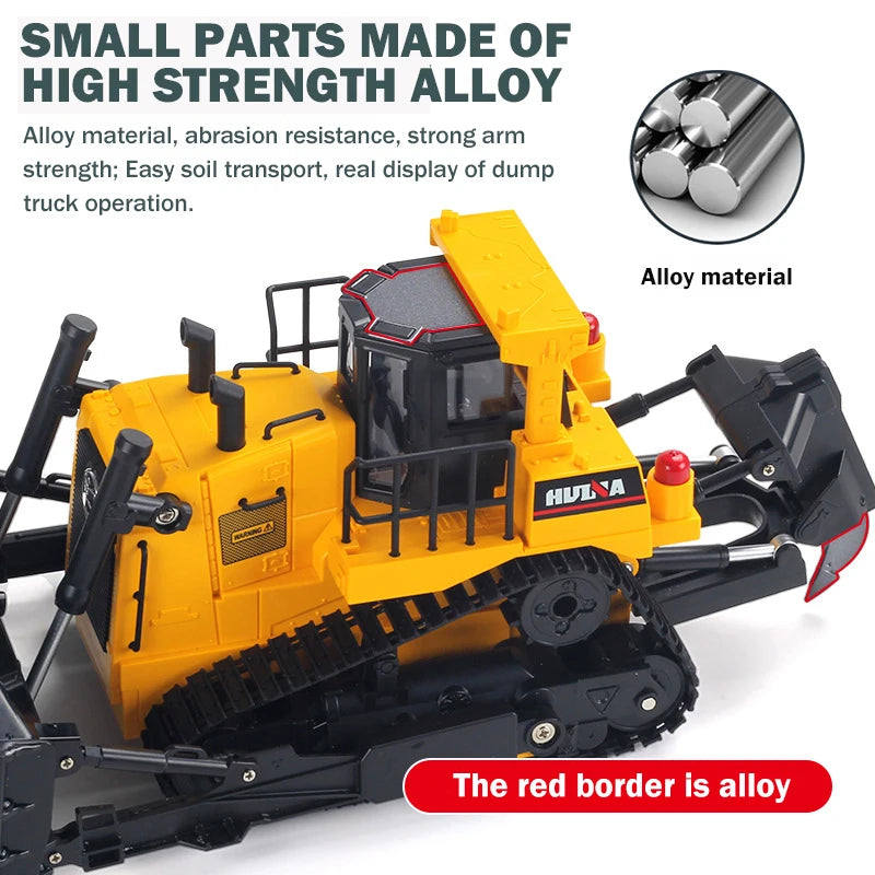 Huina 554 Remote Control Bulldozer Truck 1/16 Alloy Construction Engineering Trucks RC Heavy Crawler Bulldozer