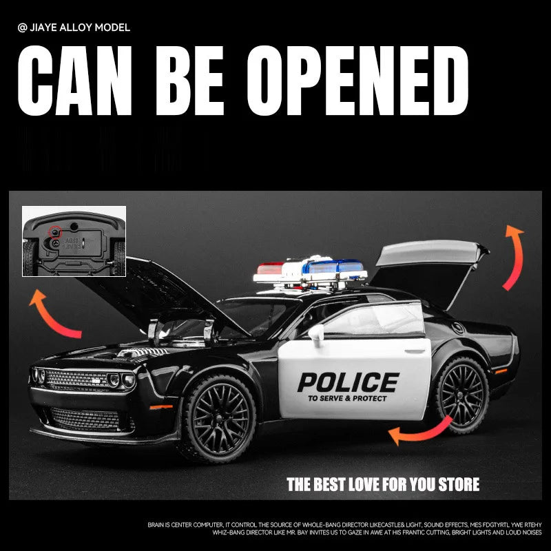 1:32 Dodge Hellcat Police Toy Car Die-Cast Cars Toy Pull Back with Sound and Light