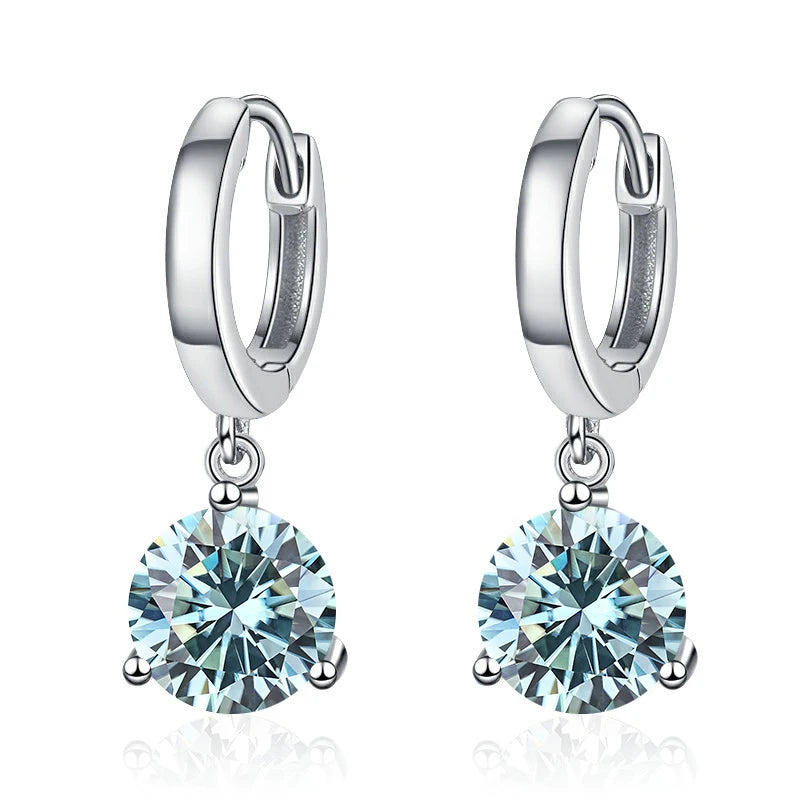 2ct Moissanite Diamond Earrings 100% S925 Sterling Sliver Orginal Drop Earring Wedding Bride Jewelry with Certificate for Women
