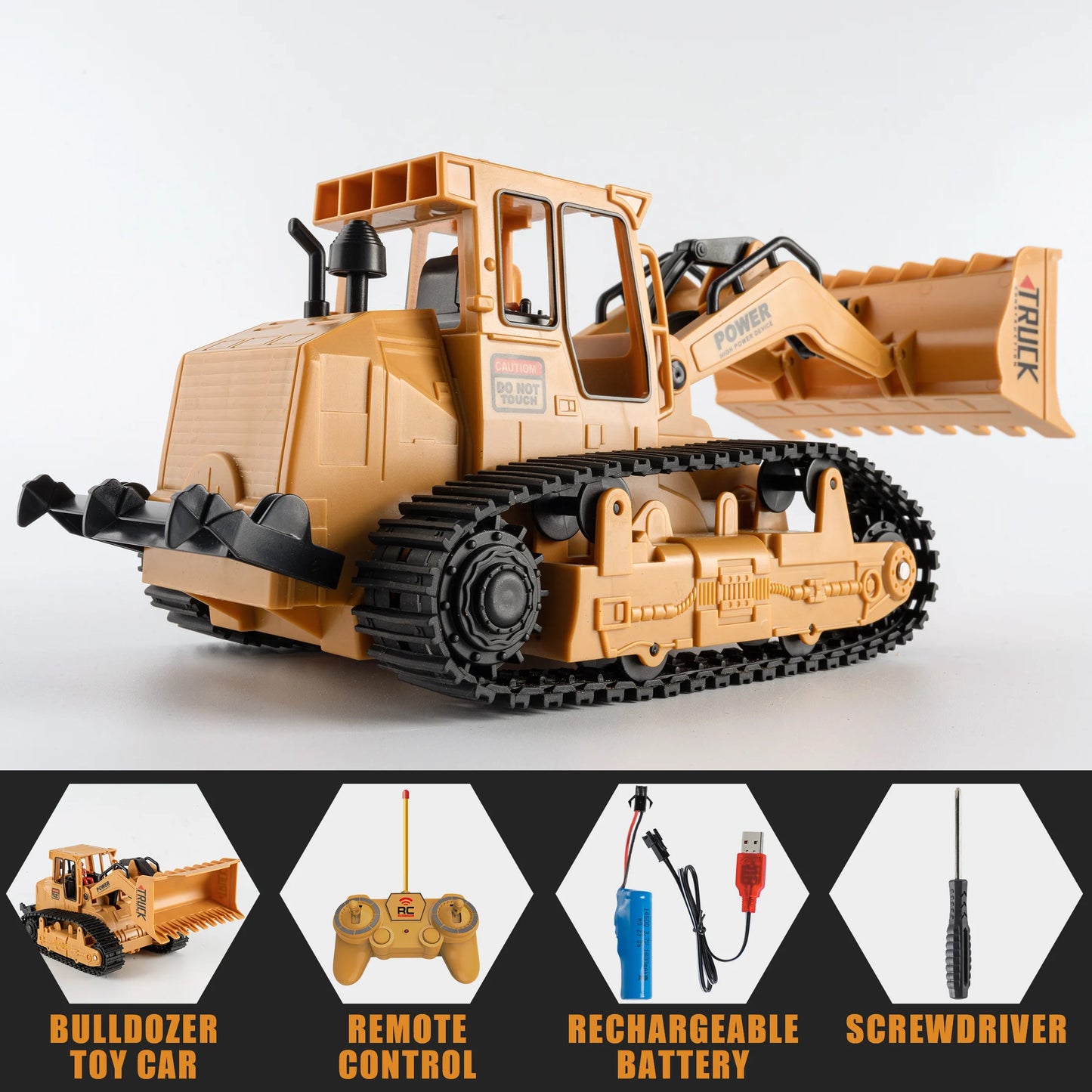 KBDFA 2.4GHz 6 Channel Remote Control Bulldozer RC Model Construction Vehicle