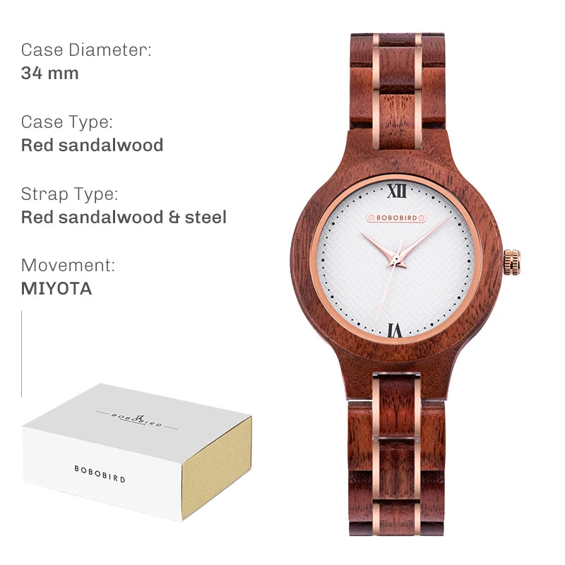 BOBO BIRD Wood Watches for Women Nature Lightweight Engraved Wooden Watch Simple Lady Quartz Wristwatch Custom Gift for Her