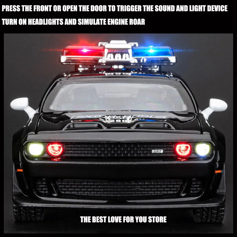 1:32 Dodge Hellcat Police Toy Car Die-Cast Cars Toy Pull Back with Sound and Light