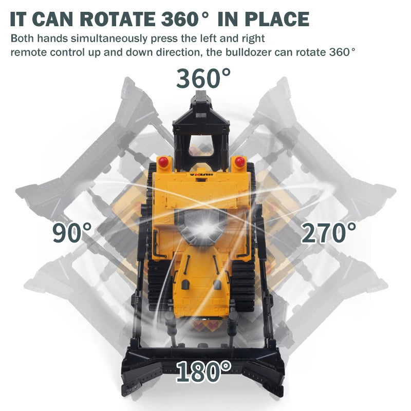 Huina 554 Remote Control Bulldozer Truck 1/16 Alloy Construction Engineering Trucks RC Heavy Crawler Bulldozer