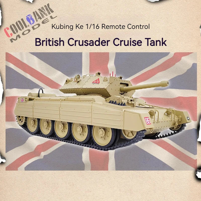 MN Model 2025 Remote Controlled British Crusader MkIII Military Tank Toy for Boys Telescopic Smoke Belt Simulation Warehouse Soldier