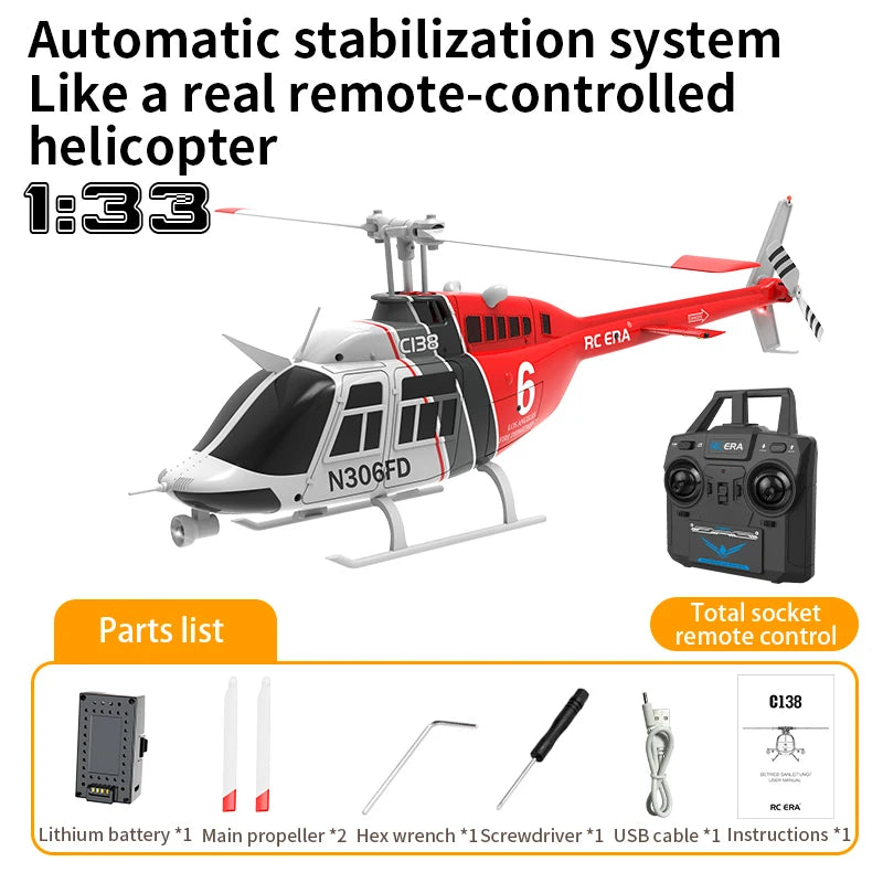 Thelink Rc Era C138 1:33 6 Channel Single Paddle Aileron Free RC Helicopter Barometer Fixed Height 3d Rolling Toy Rc Planes