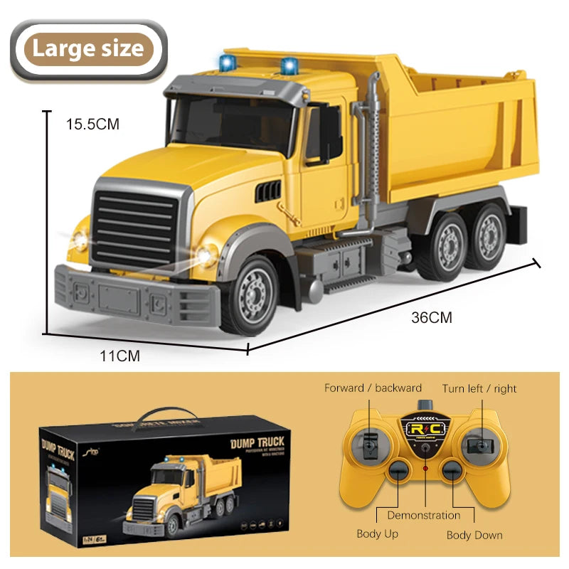 2.4Ghz Rc Excavator Toy Engineering Car Alloy and Plastic Remote Control Digger Mixing Crane Forklift Truck