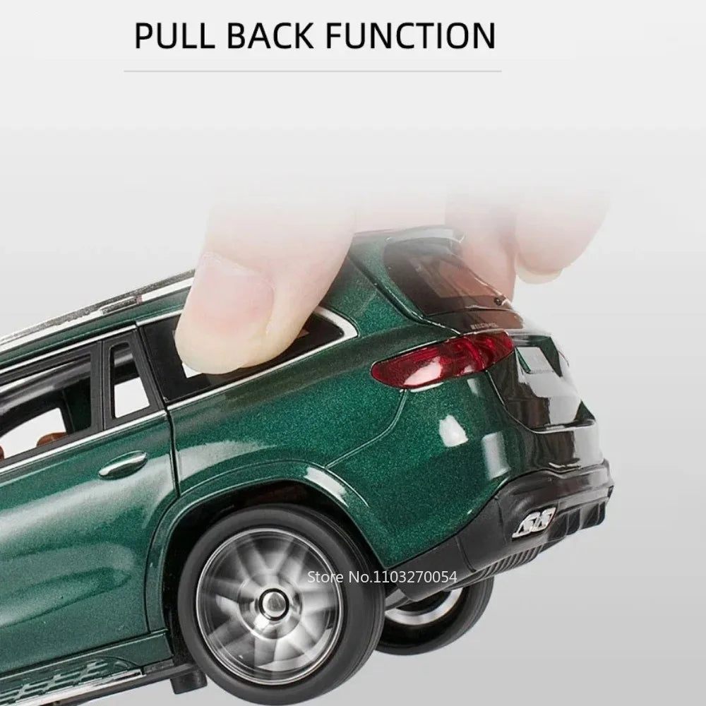 Welly Mercedes Benz GLS 63 AMG  1:24 Toys Car Model Diecast Alloy Cars 6 Doors Opened Sound Light Pull Back Metal Off Road Vehicles Birthday Gifts
