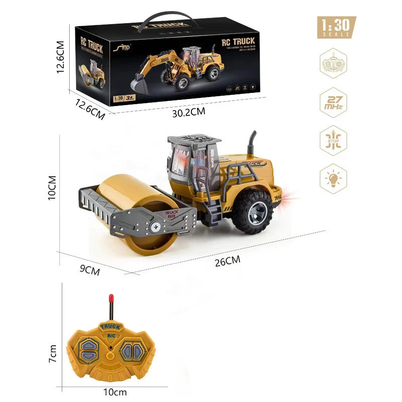 1:30 Wheel Shovel Loader 6CH 4WD Metal Remote Control Bulldozer Construction Vehicles