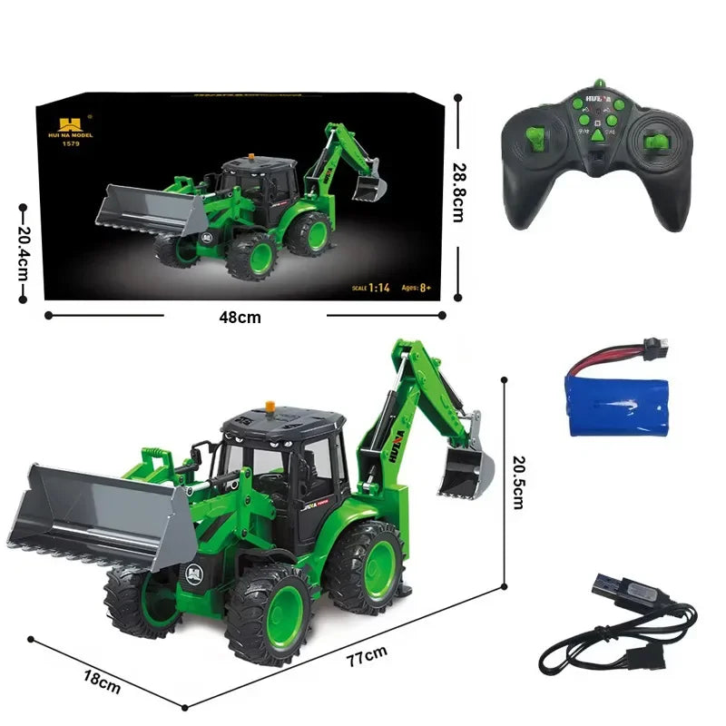 Huina 1:4 1579 Remote Control Truck Excavator 9CH Loader Two-way Forklift Sound Light Truck