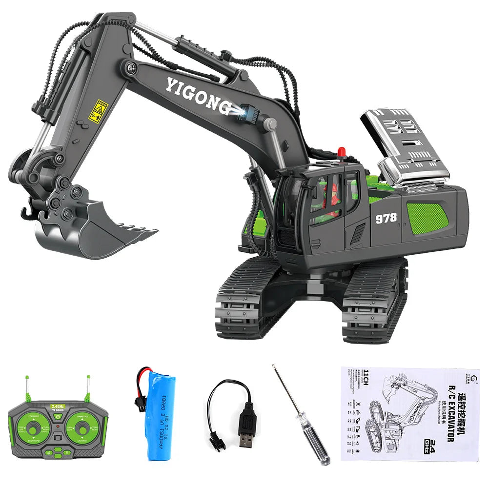 Lkçomo 4WD Remote Control Excavator Toy Radio Controlled RC Dump Truck Vehicle Crawler Bulldozer Construction