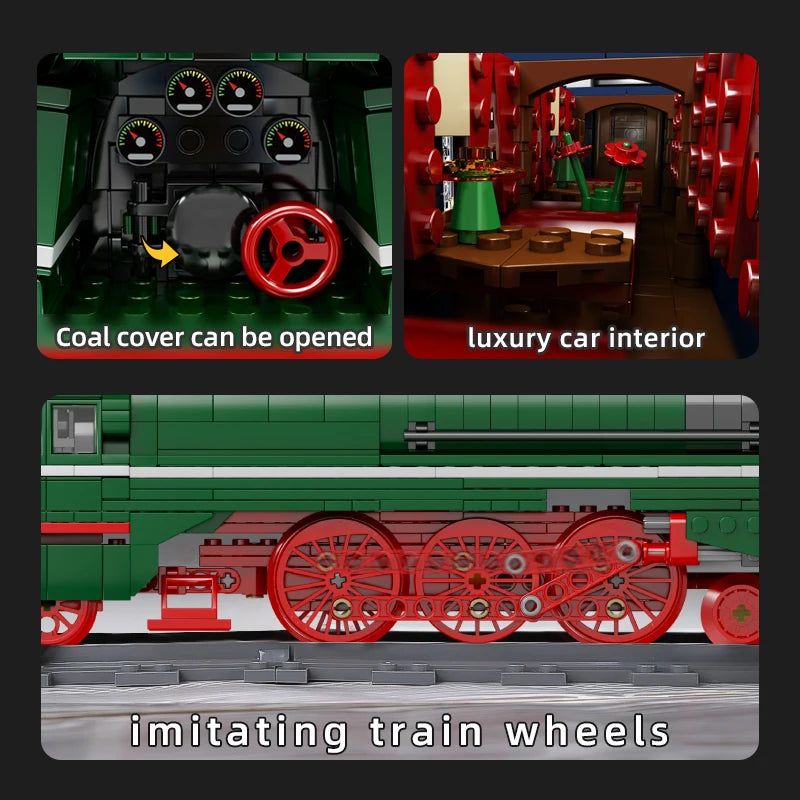 Mould King 12007 Remote Control Train Motorized BR18 201 German Express Train Building Blocks