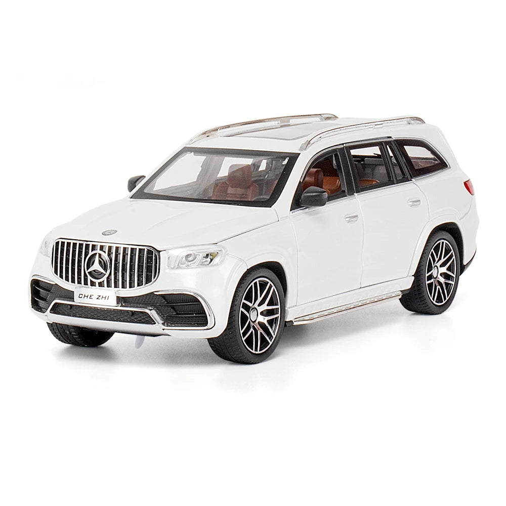 Welly Mercedes Benz GLS 63 AMG  1:24 Toys Car Model Diecast Alloy Cars 6 Doors Opened Sound Light Pull Back Metal Off Road Vehicles Birthday Gifts