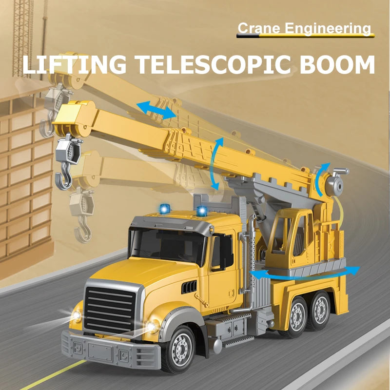 2.4Ghz Rc Excavator Toy Engineering Car Alloy and Plastic Remote Control Digger Mixing Crane Forklift Truck