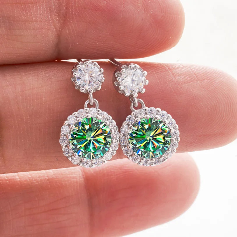 1ct Moissanite Diamond Earrings for Women S925 Sterling Sliver 18k White Gold Plated Diamond Drop Earring Gifts with Certificate