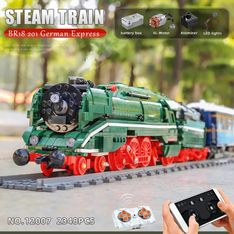 Mould King 12007 Remote Control Train Motorized BR18 201 German Express Train Building Blocks
