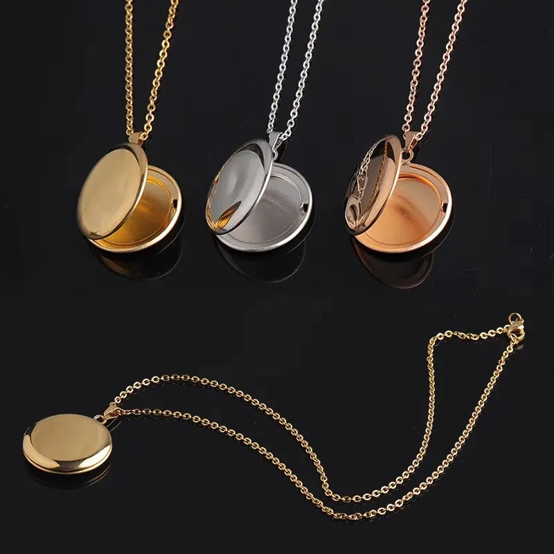 New 10pieces/lot Mirror Polish Stainless Steel DIY Round Photo Picture Frame Locket Pendant Necklace