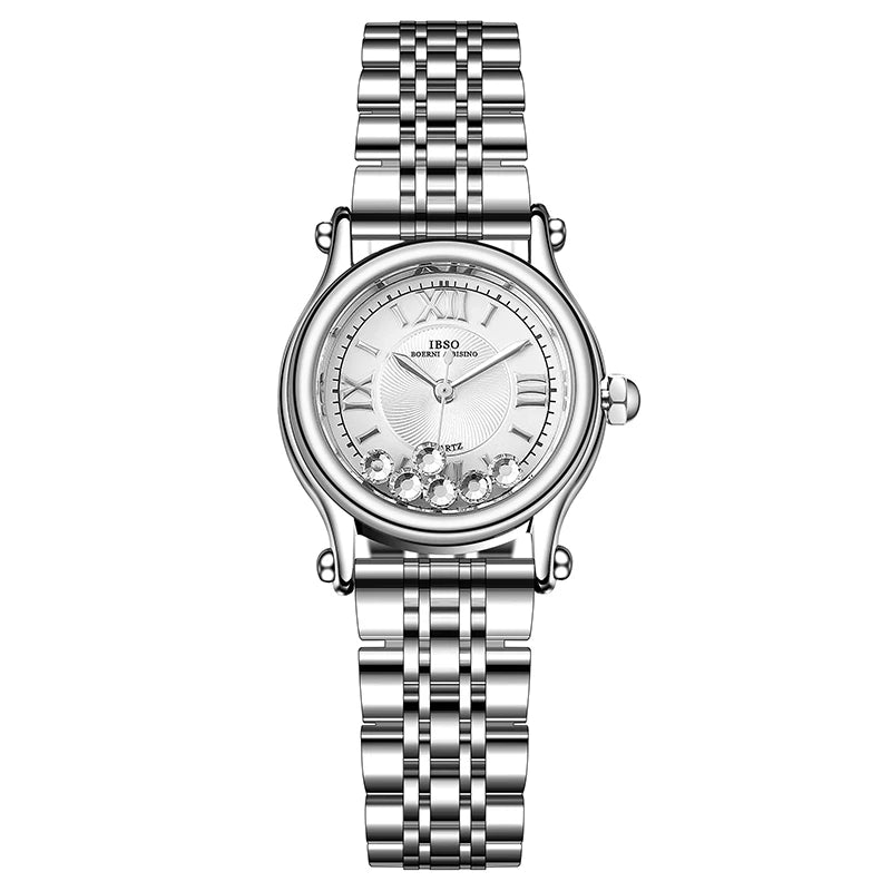 Luxury Brand Women Watches Red Leather Waterproof Golden Hand Clock Female Designer Wristwatch Elegant Lady Steel Watches Silver
