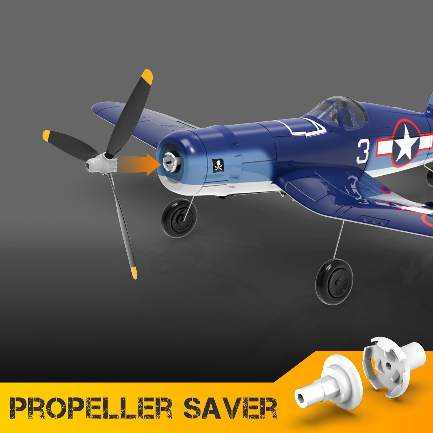 Fremego F4U Corsair 2.4Ghz 4CH 400mm Wingspan One-Key Aerobatic RTF Remote Control RC Plane