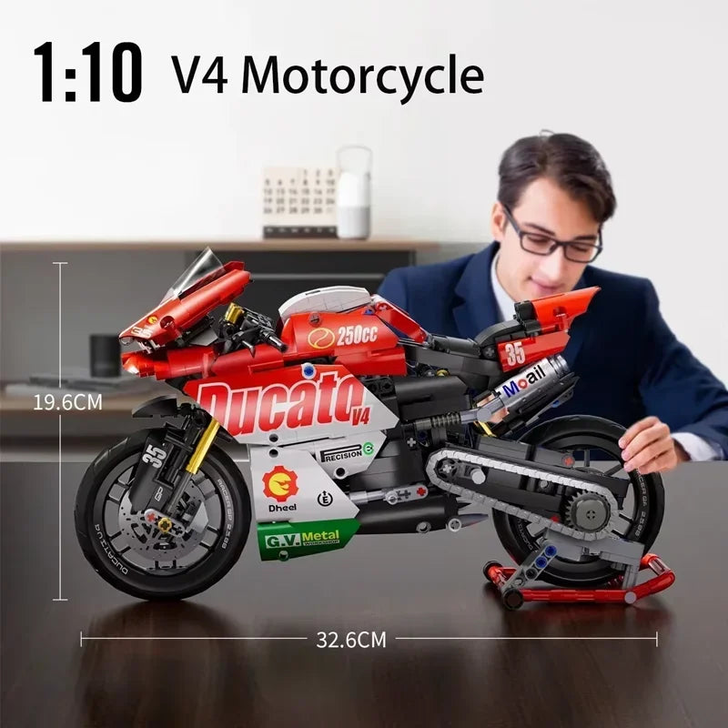 Famous V4 Motorcycle Super Motorbike Building Blocks Set