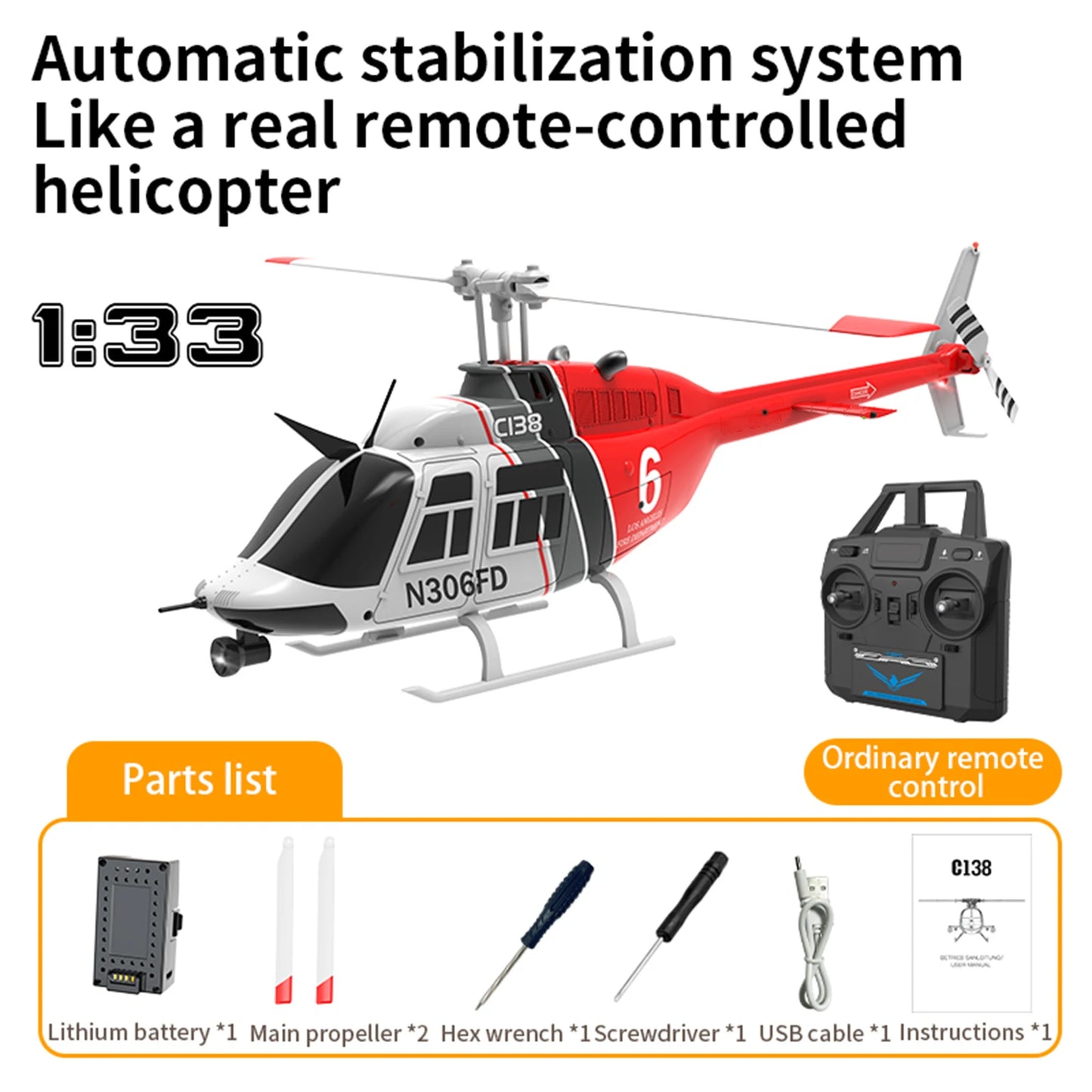 C138 2.4GHz 4CH RC Remote Control Helicopter Paddle Aileron