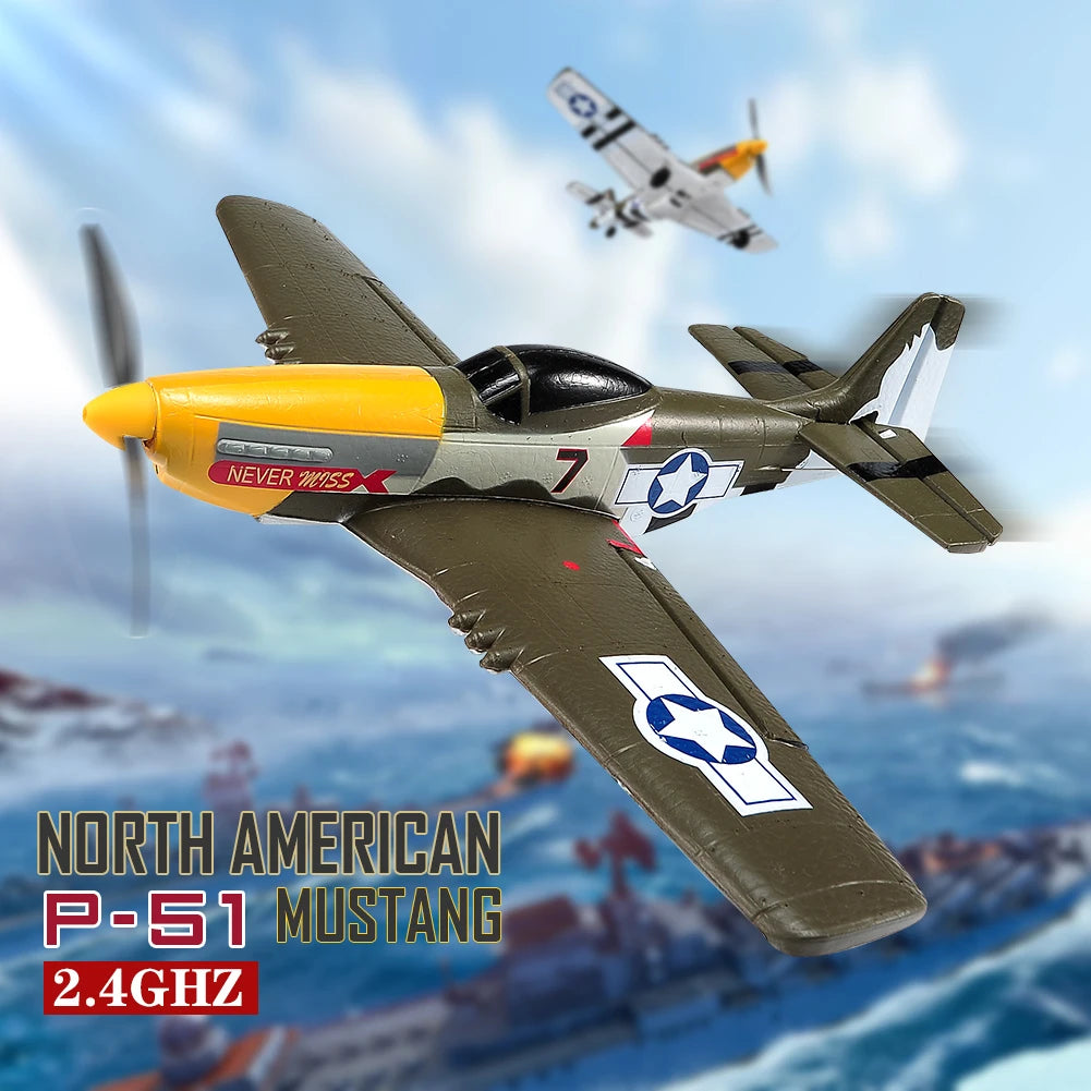 Antsir P51 Mustang 2.4G Radio EPP Foam 4CH 6 Axis 410MM Wingspan RC Fighter One Key Aerobatic RTF