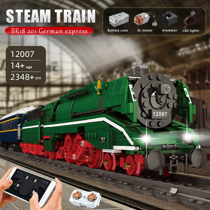 Mould King 12007 Remote Control Train Motorized BR18 201 German Express Train Building Blocks