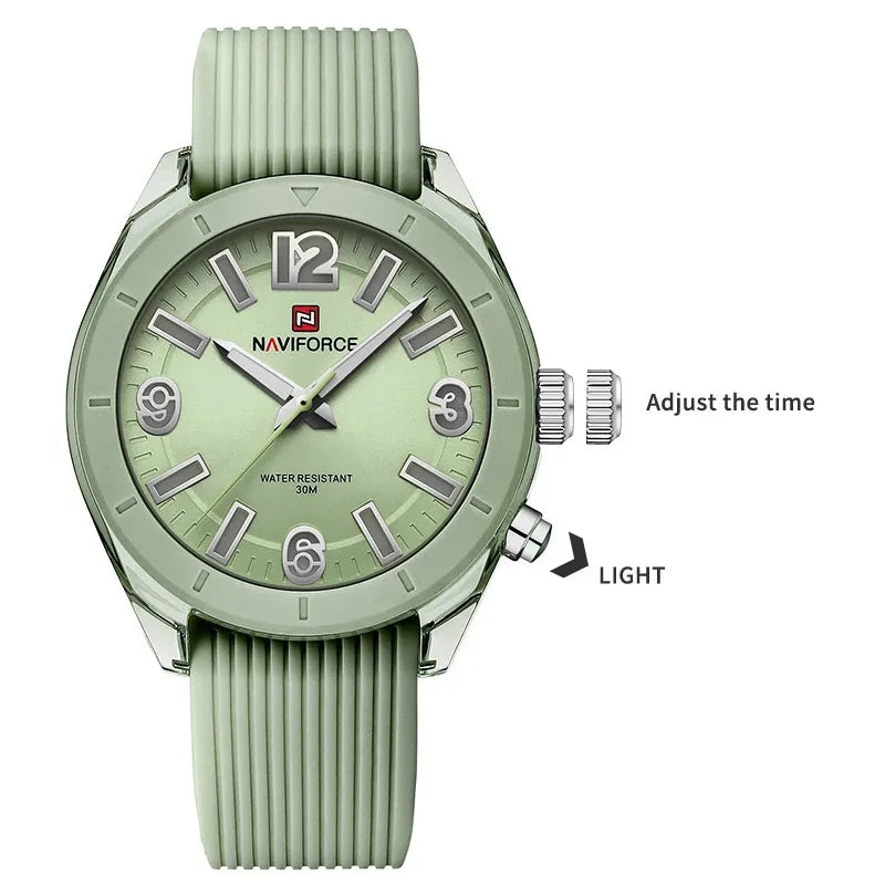 NAVIFORCE New Fashionable Ladies Quartz Wrist Watch Silicone Strap Waterproof Watches Women Original Elegant Female Gifts Clock