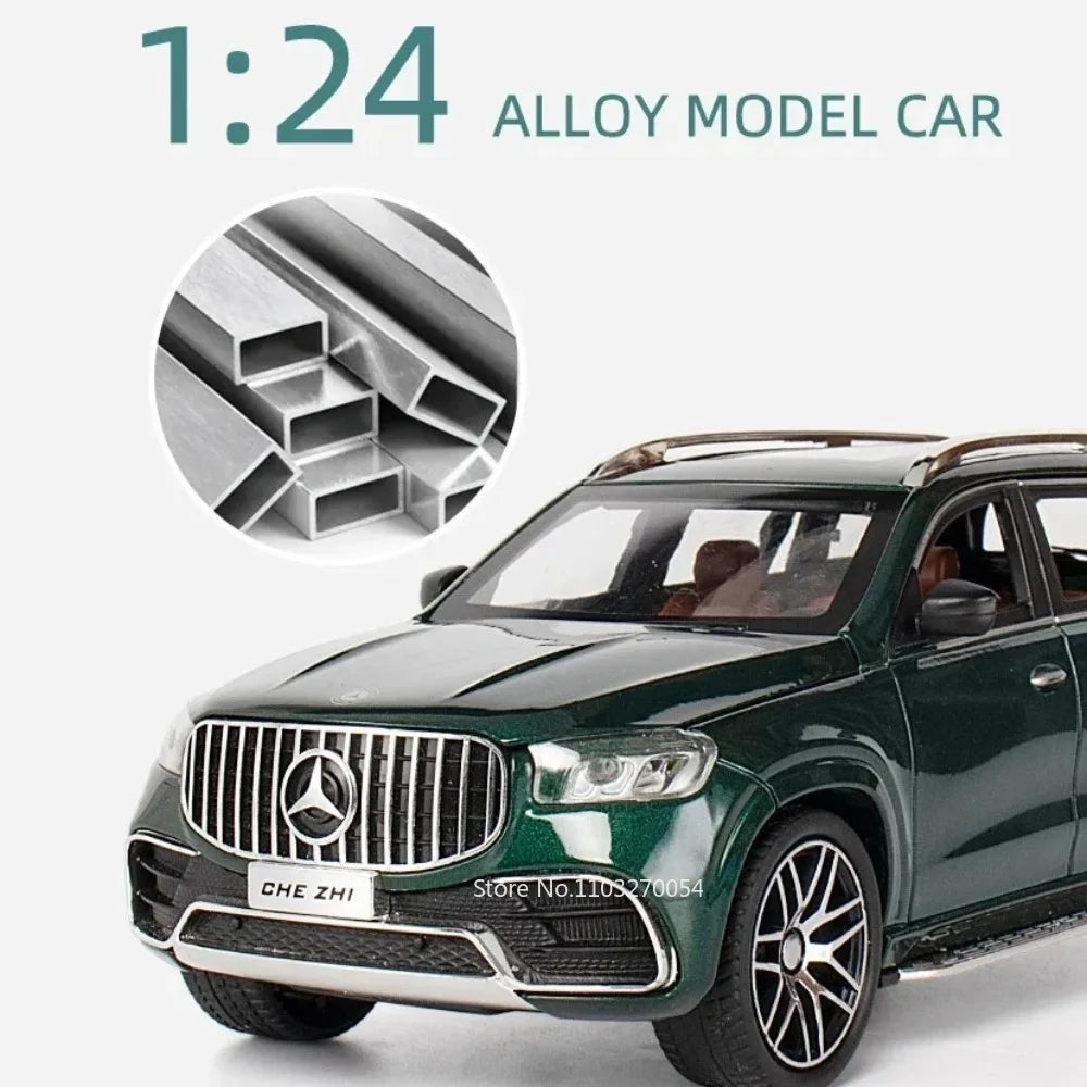Welly Mercedes Benz GLS 63 AMG  1:24 Toys Car Model Diecast Alloy Cars 6 Doors Opened Sound Light Pull Back Metal Off Road Vehicles Birthday Gifts
