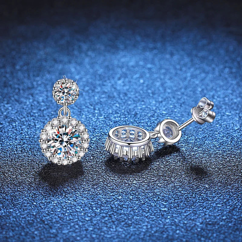 1ct Moissanite Diamond Earrings for Women S925 Sterling Sliver 18k White Gold Plated Diamond Drop Earring Gifts with Certificate