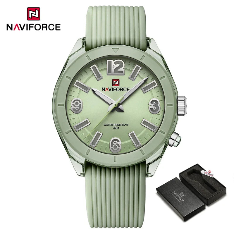 NAVIFORCE New Fashionable Ladies Quartz Wrist Watch Silicone Strap Waterproof Watches Women Original Elegant Female Gifts Clock