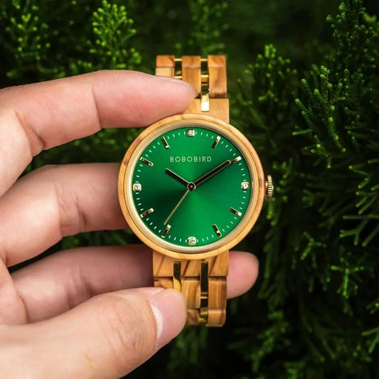 BOBO BIRD Women's Watches Wooden Watch, Simple and Casual Lady Wristwatch Quartz Movement with Gift Box