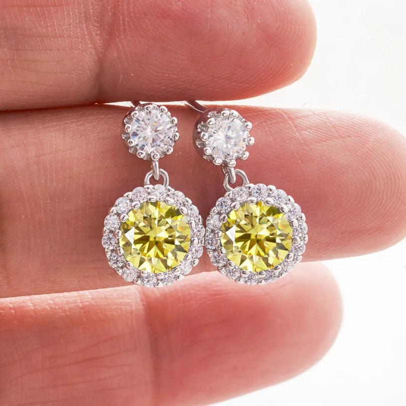 1ct Moissanite Diamond Earrings for Women S925 Sterling Sliver 18k White Gold Plated Diamond Drop Earring Gifts with Certificate