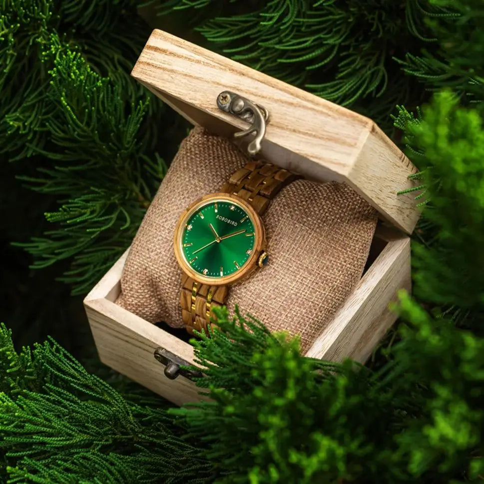 BOBO BIRD Women's Watches Wooden Watch, Simple and Casual Lady Wristwatch Quartz Movement with Gift Box
