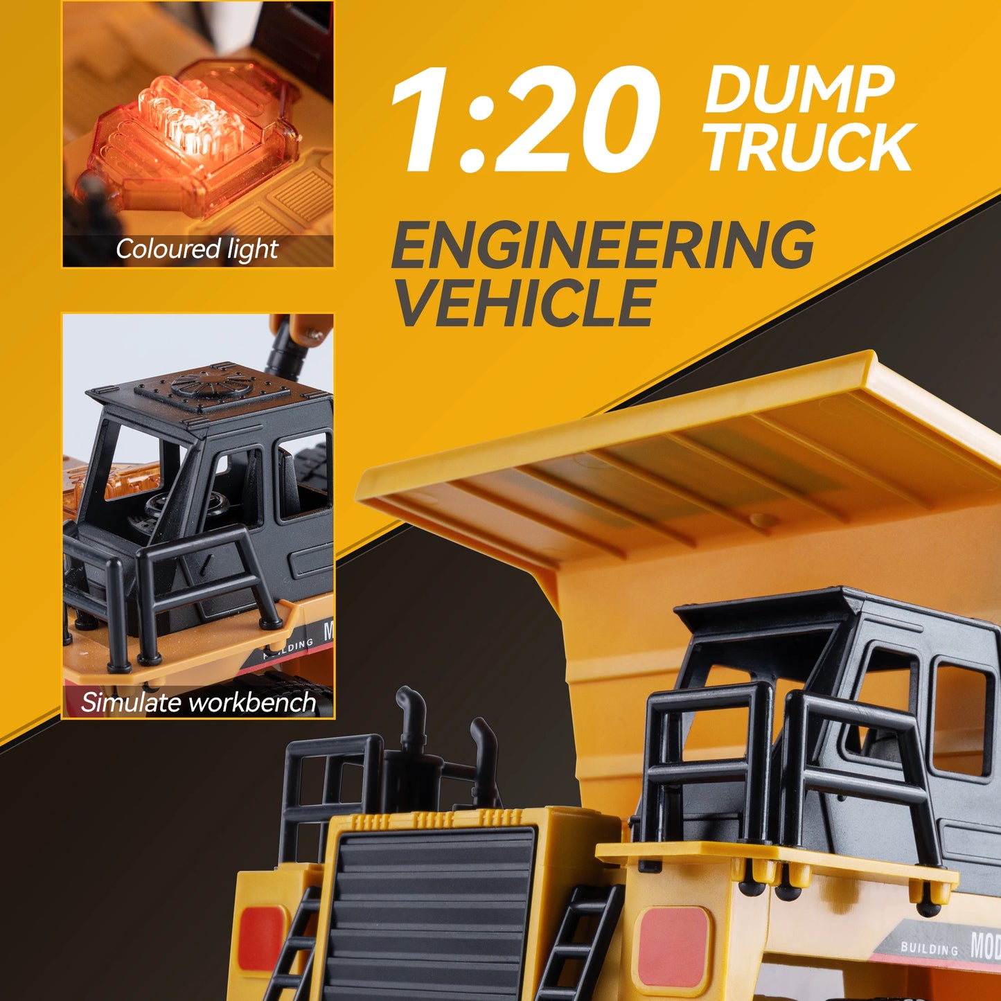 KBDFA 2.4G Remote Control Excavator Dump Truck RC Model Car Toy Professional Alloy Plastic Simulation Construction