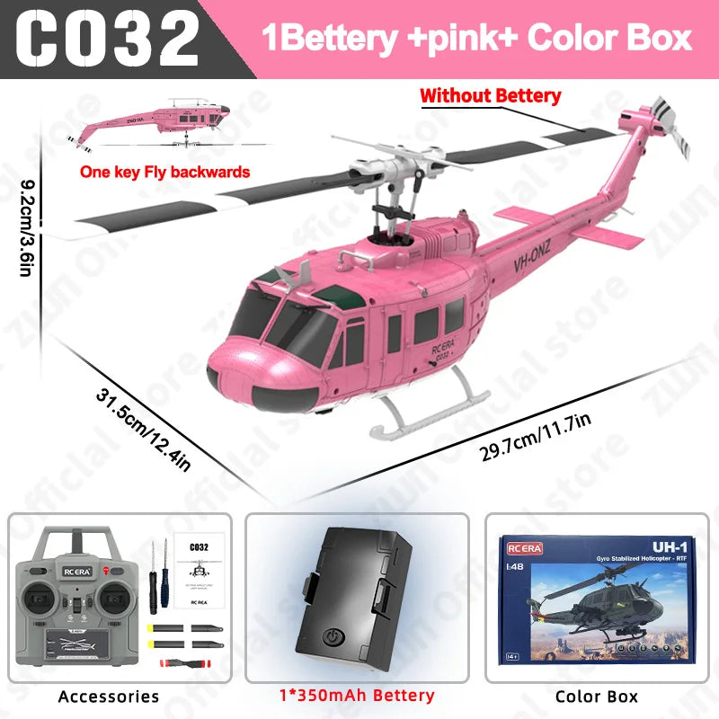 ZWN C032 RC Helicopter 2.4G 6-Aixs Gyroscope 6CH Altitude Hold Optical Flow Brushless Remote Control Helicopter