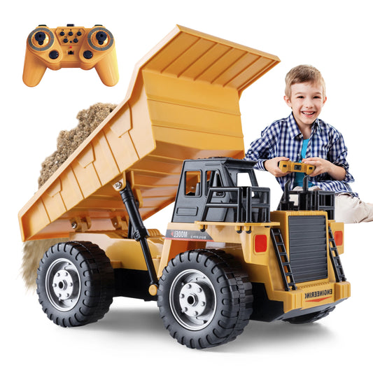 KBDFA 2.4G Remote Control Excavator Dump Truck RC Model Car Toy Professional Alloy Plastic Simulation Construction